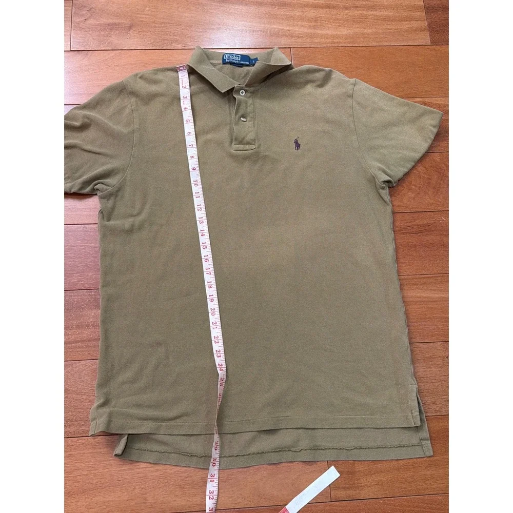 Polo Ralph Lauren Polo Shirt Mens Olive Green Short Sleeve Pique Large